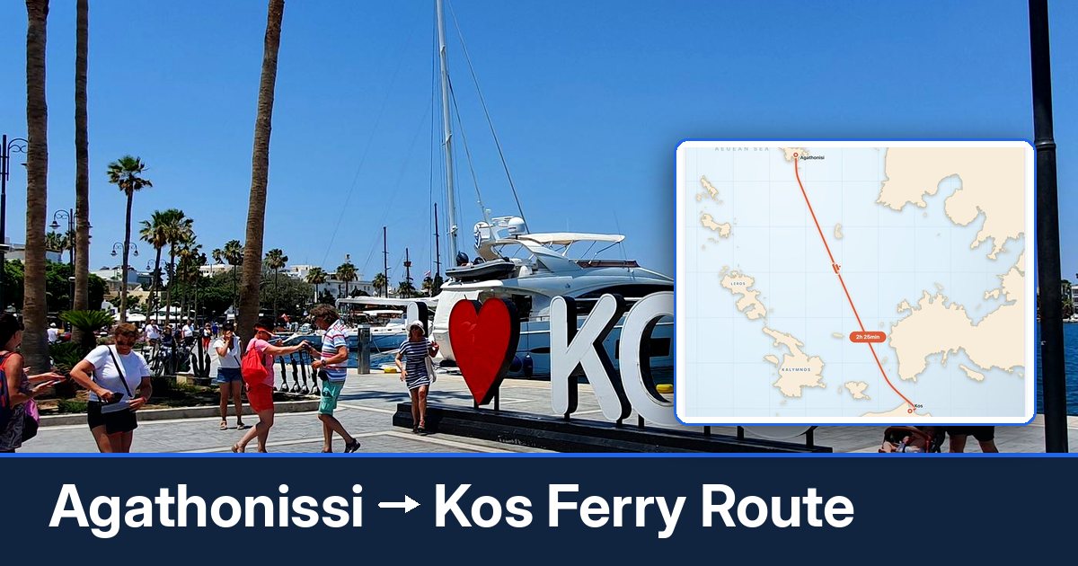 Agathonissi to Kos ferry route summary