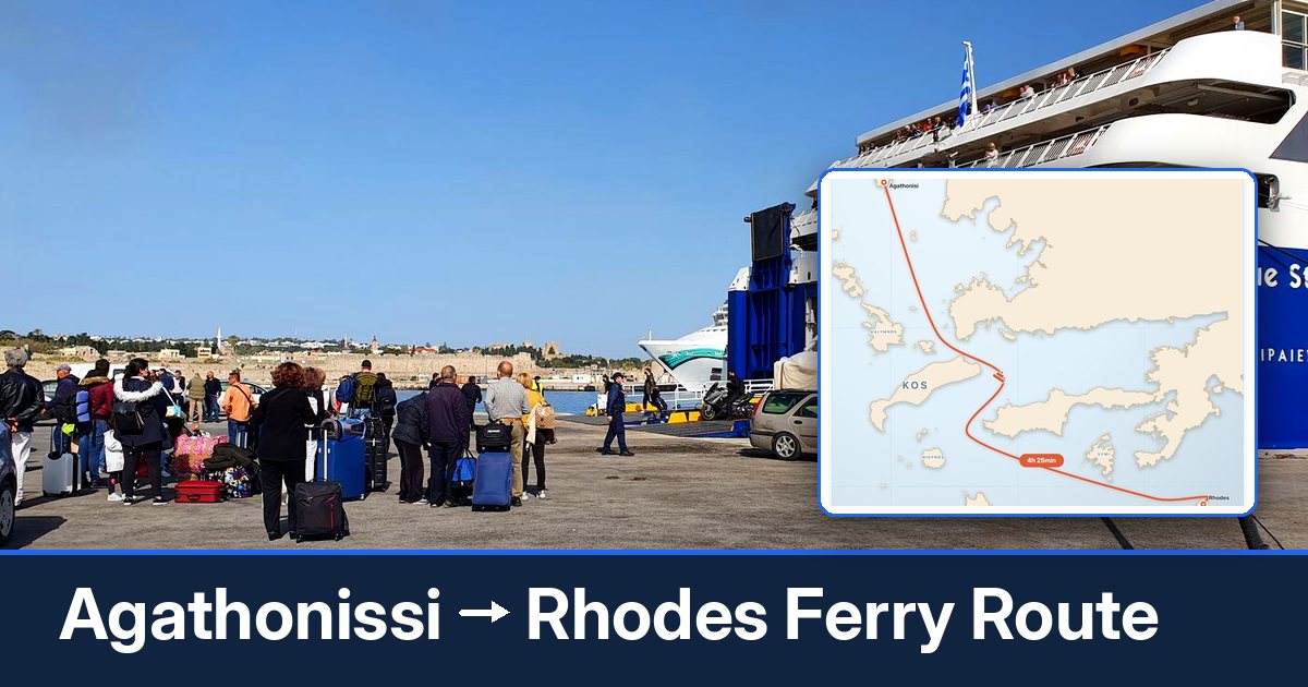 Agathonissi to Rhodes ferry route summary