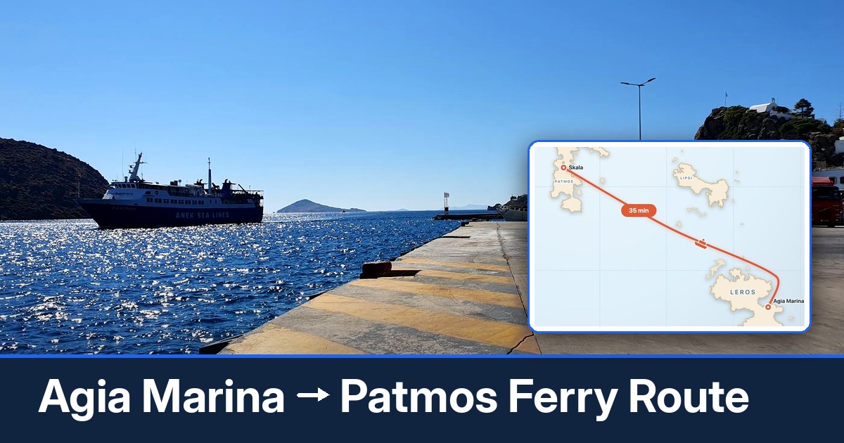 Agia Marina to Patmos ferry route summary