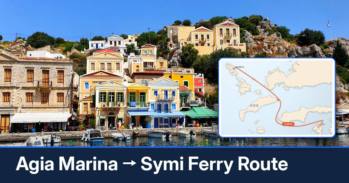 Agia Marina to Symi ferry route summary