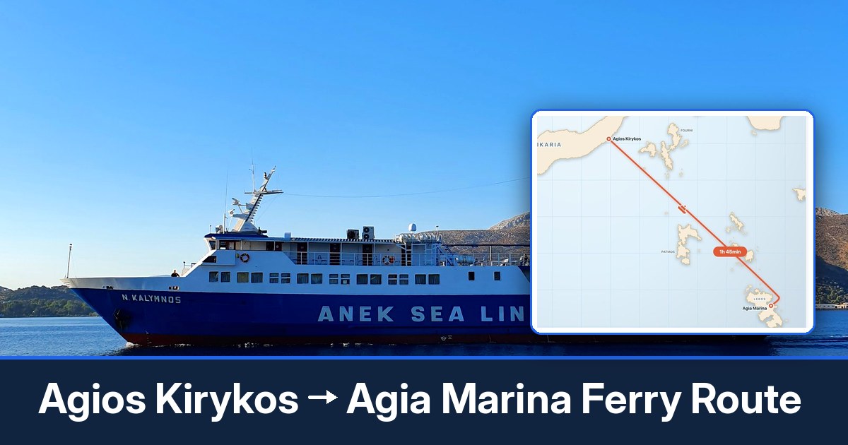 Agios Kirykos to Agia Marina ferry route summary