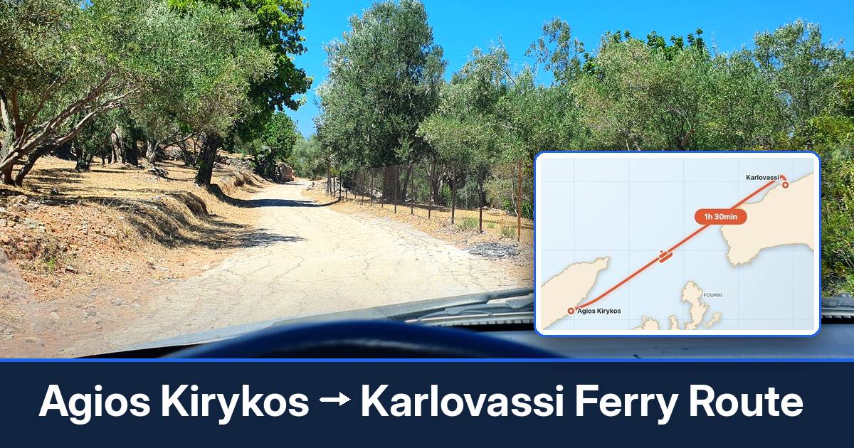 Agios Kirykos to Karlovassi ferry route summary