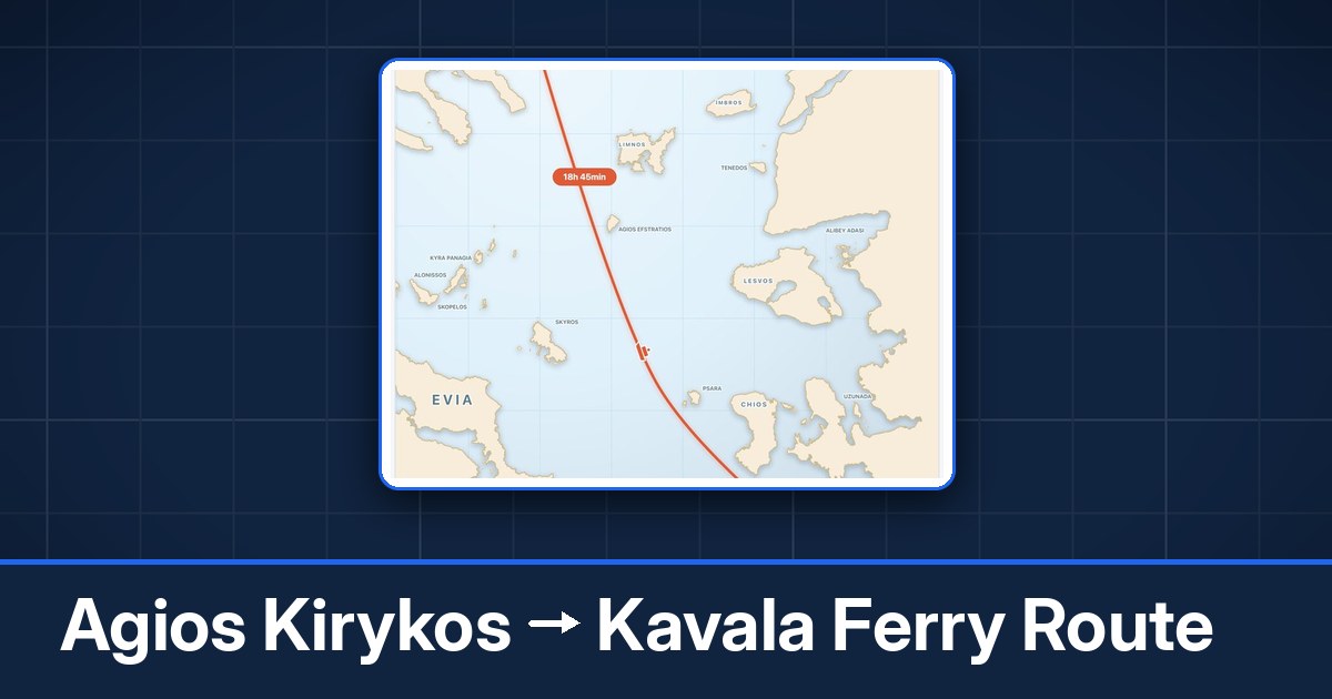 Agios Kirykos to Kavala ferry route summary