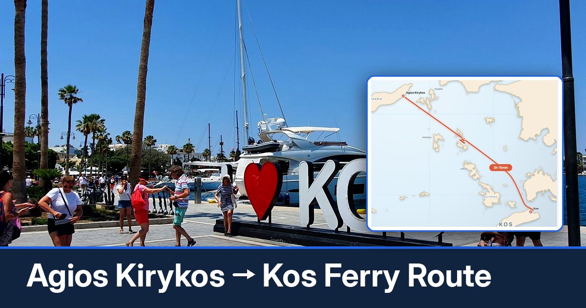 Agios Kirykos to Kos ferry route summary
