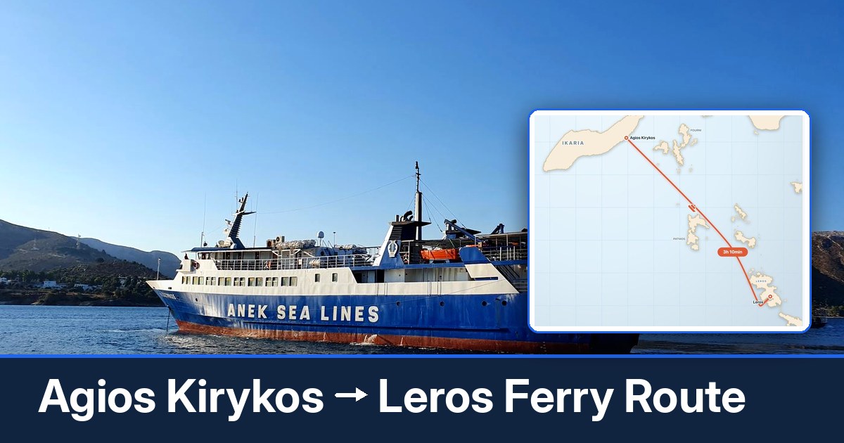 Agios Kirykos to Leros ferry route summary