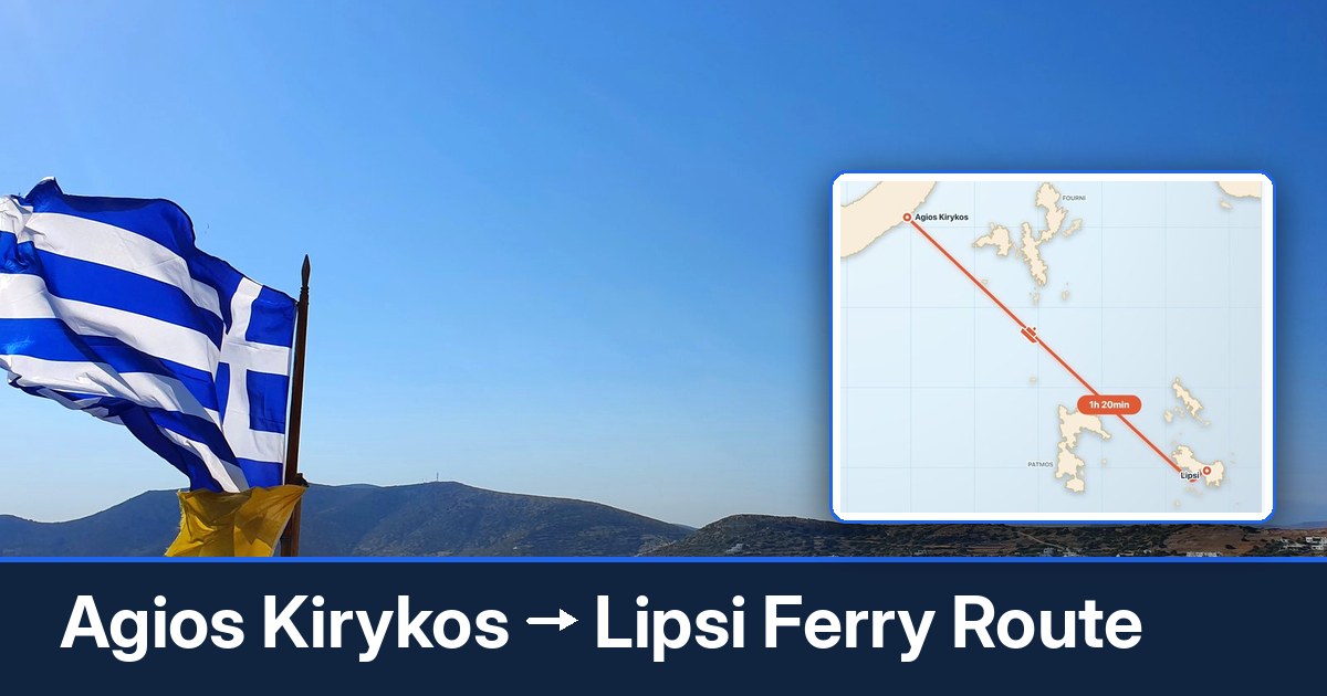 Agios Kirykos to Lipsi ferry route summary