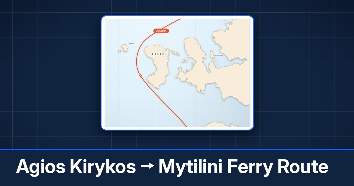 Agios Kirykos to Mytilini ferry route summary