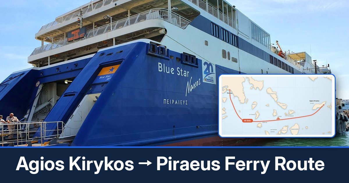 Agios Kirykos to Piraeus ferry route summary
