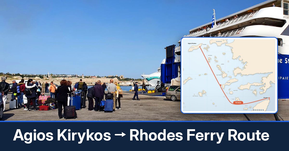 Agios Kirykos to Rhodes ferry route summary