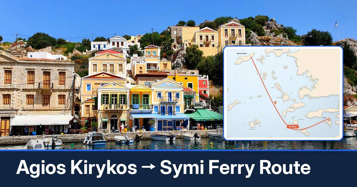 Agios Kirykos to Symi ferry route summary