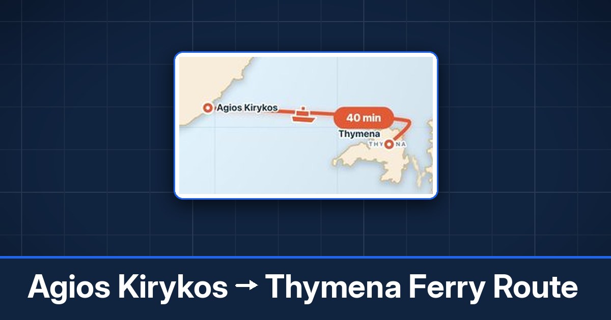 Agios Kirykos to Thymena ferry route summary