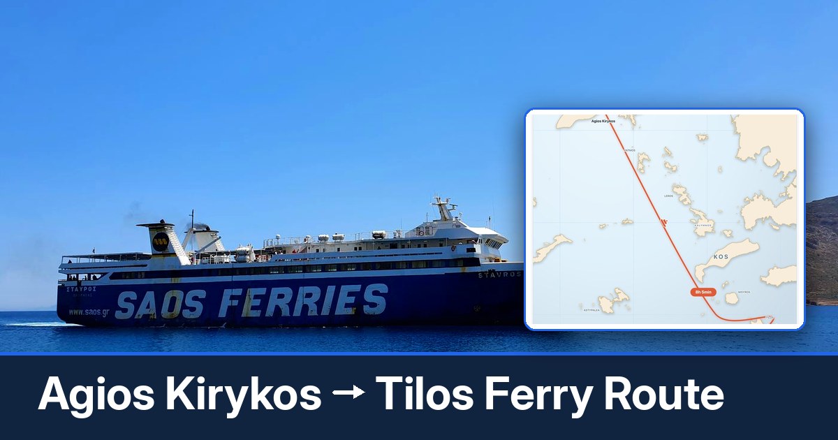 Agios Kirykos to Tilos ferry route summary
