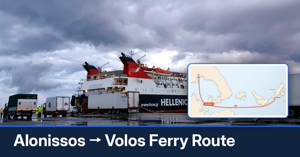 Alonissos to Volos ferry route summary