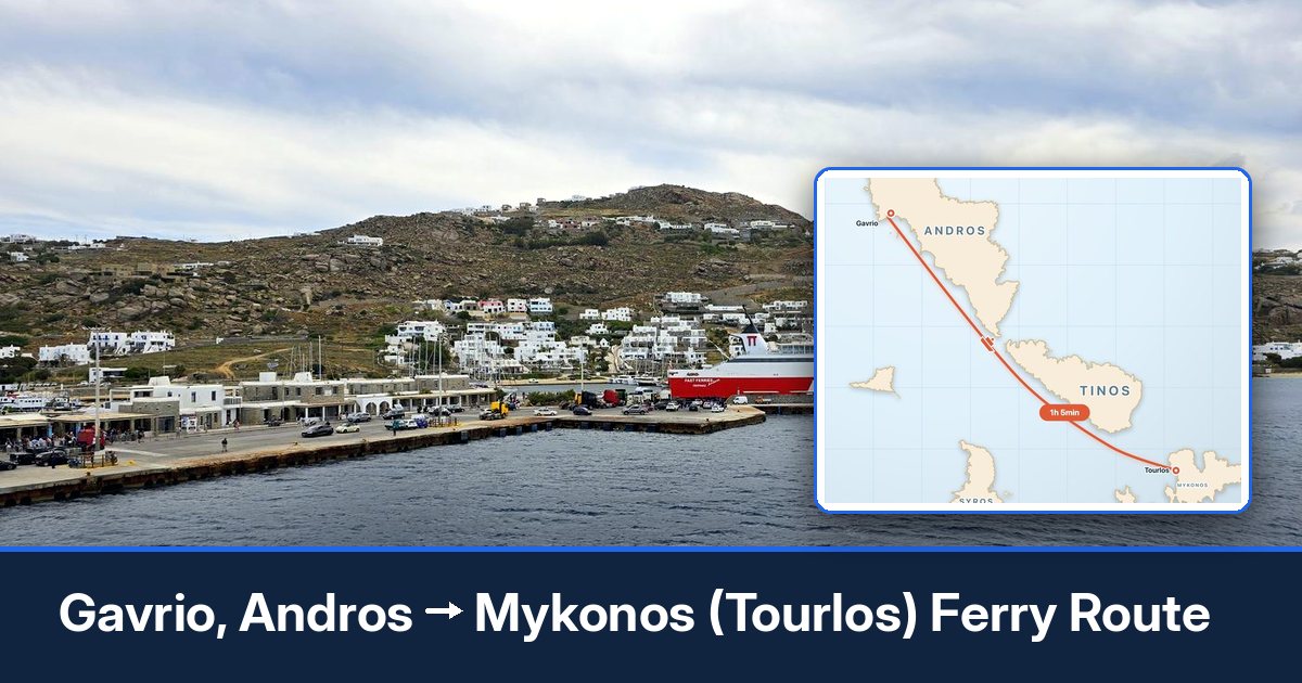 Gavrio, Andros to Mykonos (Tourlos) ferry route summary