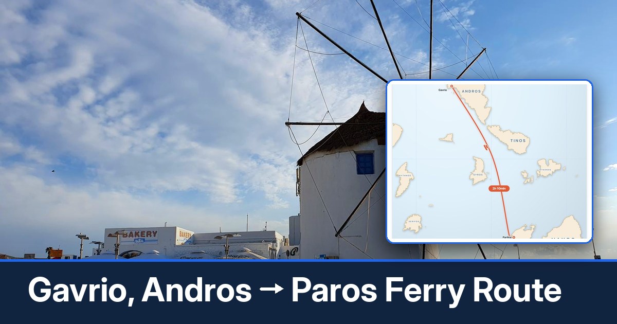 Gavrio, Andros to Paros ferry route summary