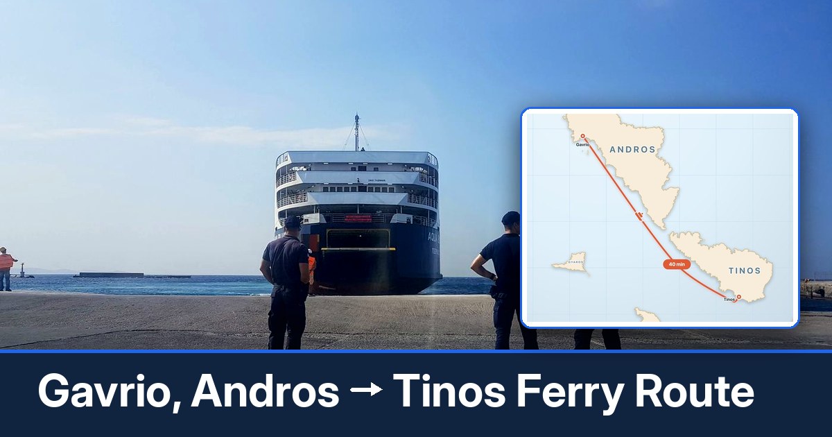 Gavrio, Andros to Tinos ferry route summary