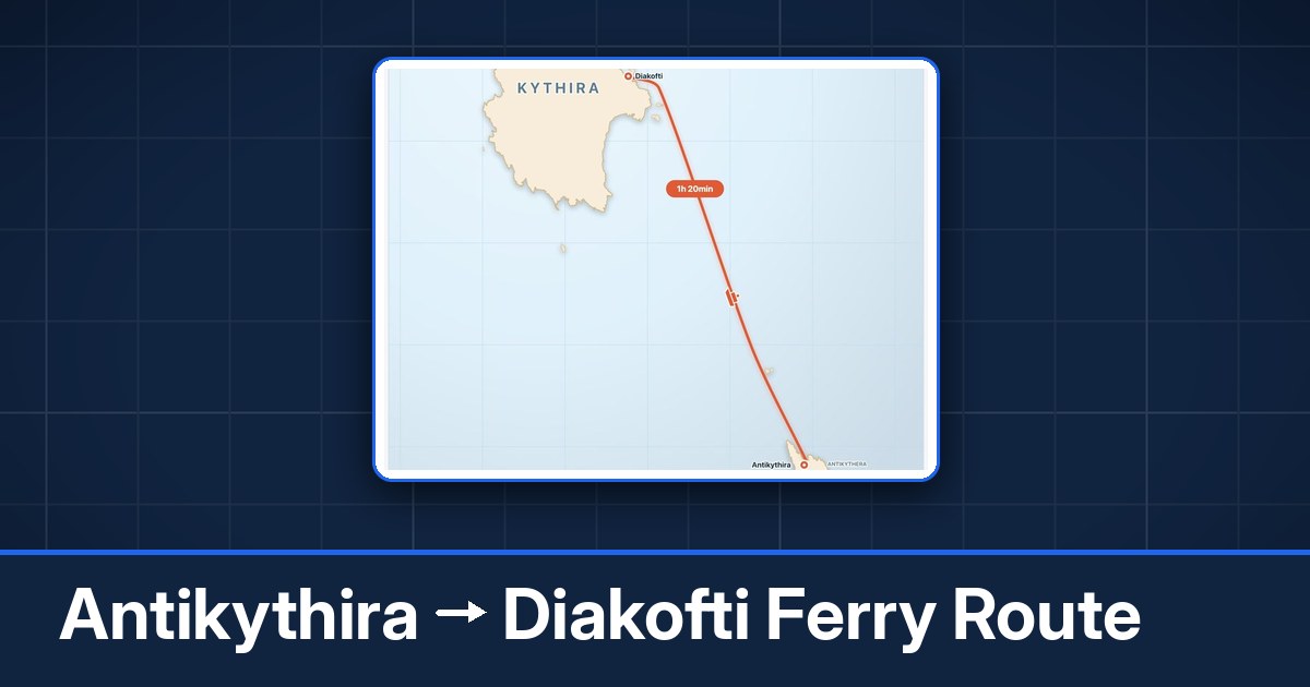 Antikythira to Diakofti ferry route summary