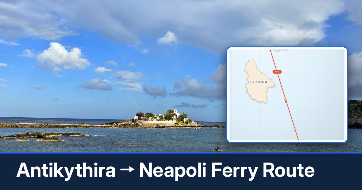 Antikythira to Neapoli ferry route summary