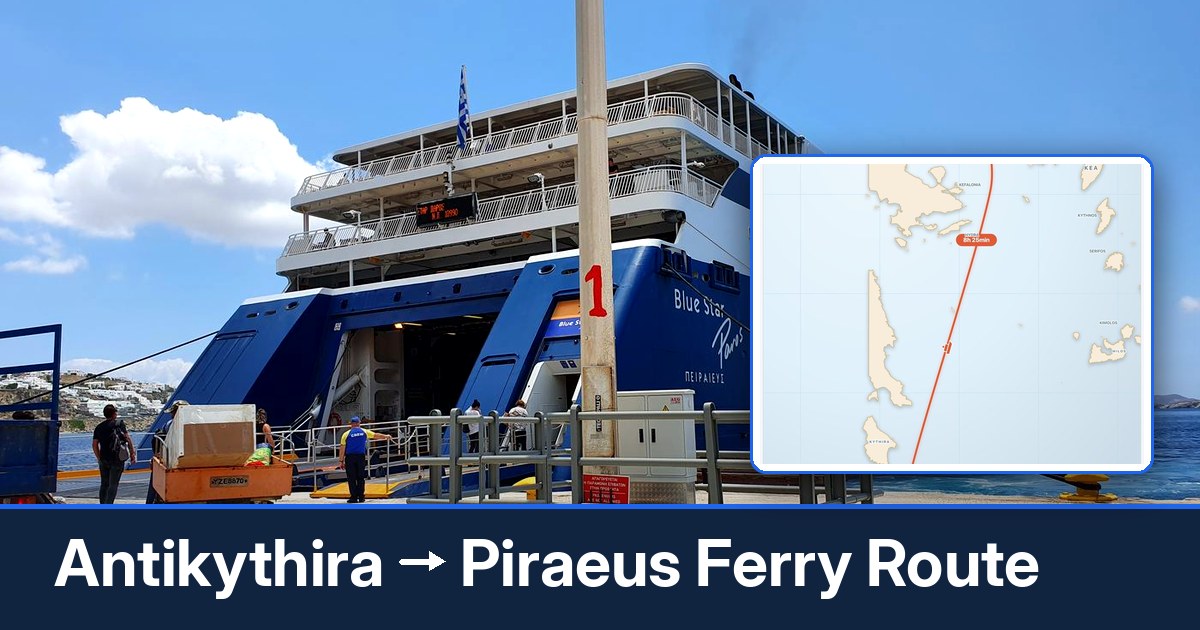 Antikythira to Piraeus ferry route summary