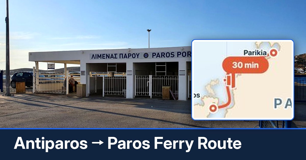 Antiparos to Paros ferry route summary