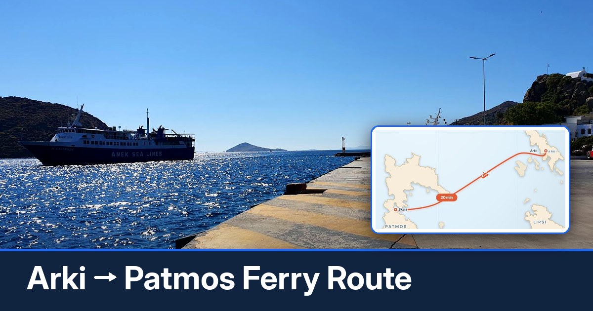 Arki to Patmos ferry route summary