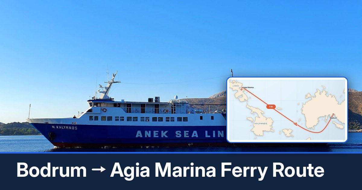 Bodrum to Agia Marina ferry route summary