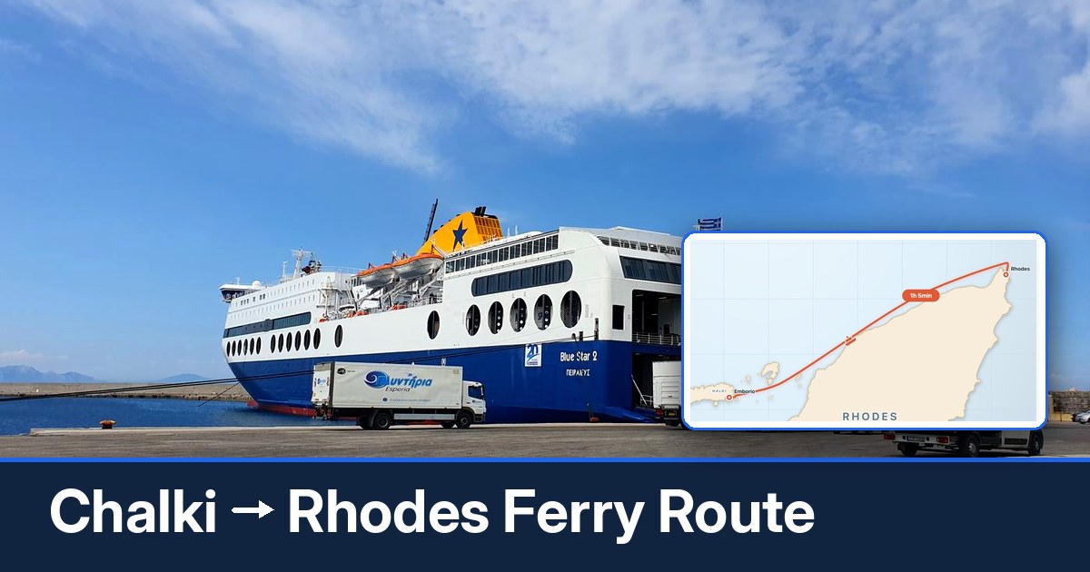 Chalki to Rhodes ferry route summary