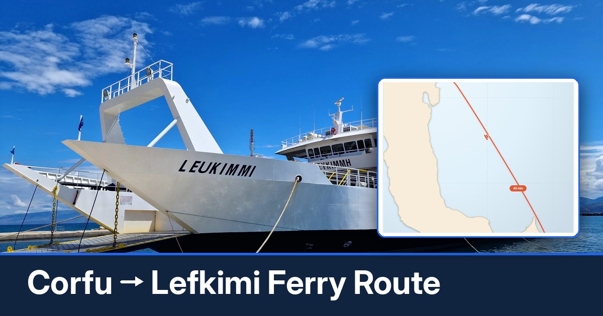 Corfu to Lefkimi ferry route summary