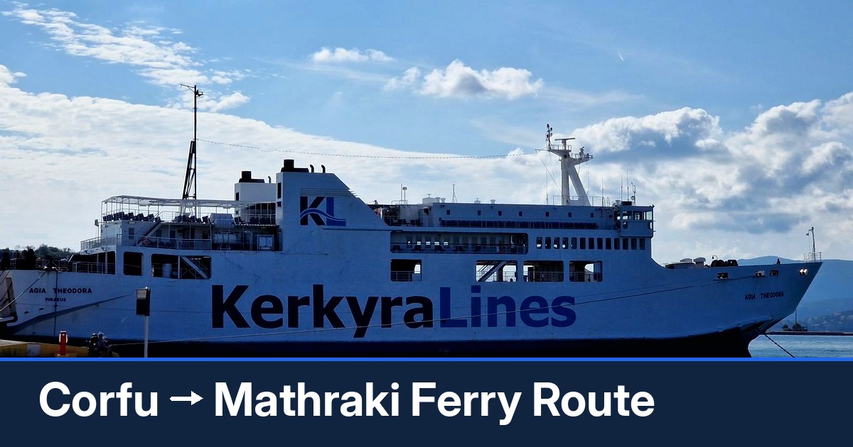 Corfu to Mathraki ferry route summary