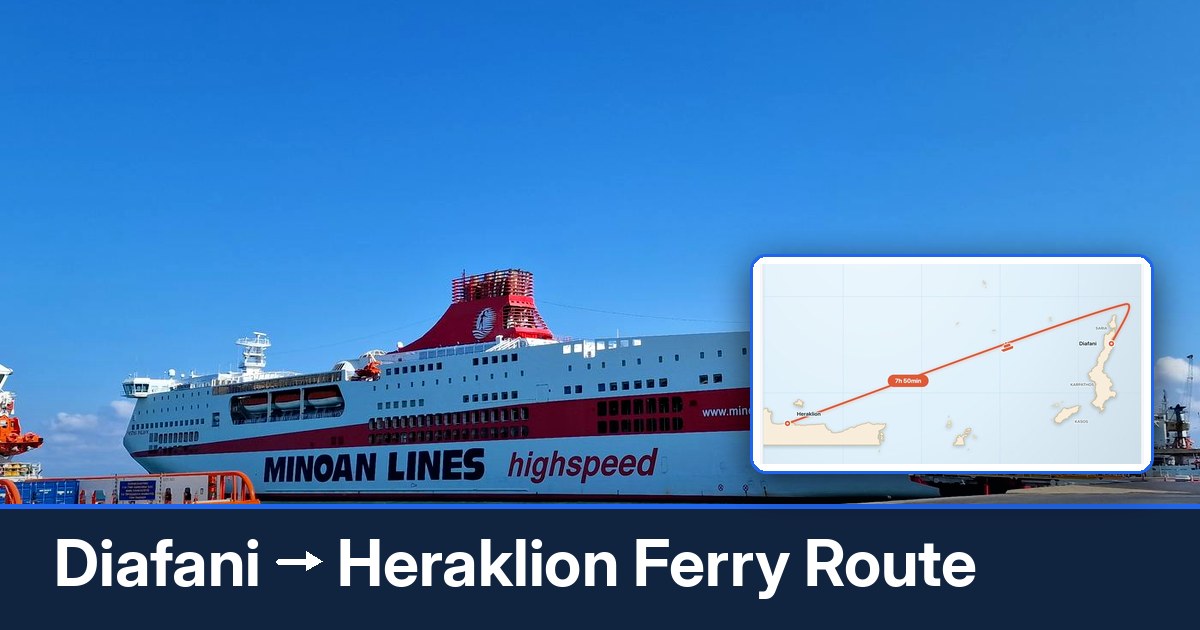 Diafani to Heraklion ferry route summary