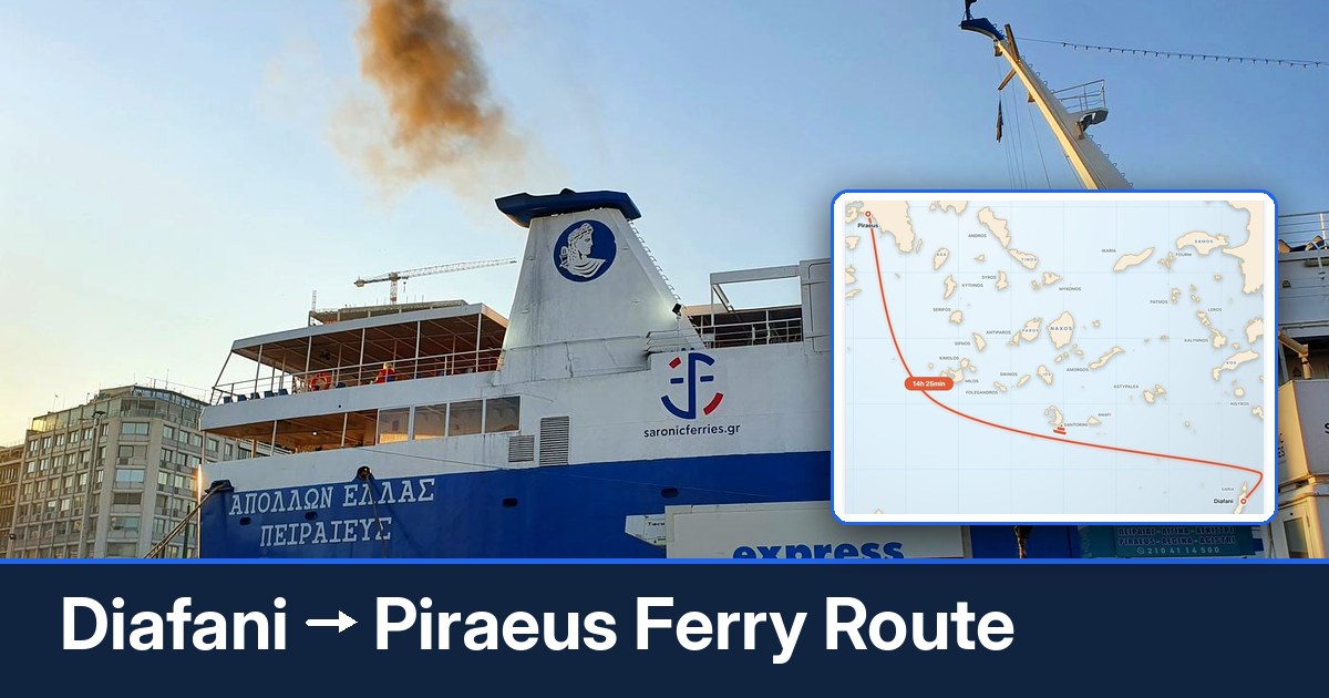 Diafani to Piraeus ferry route summary