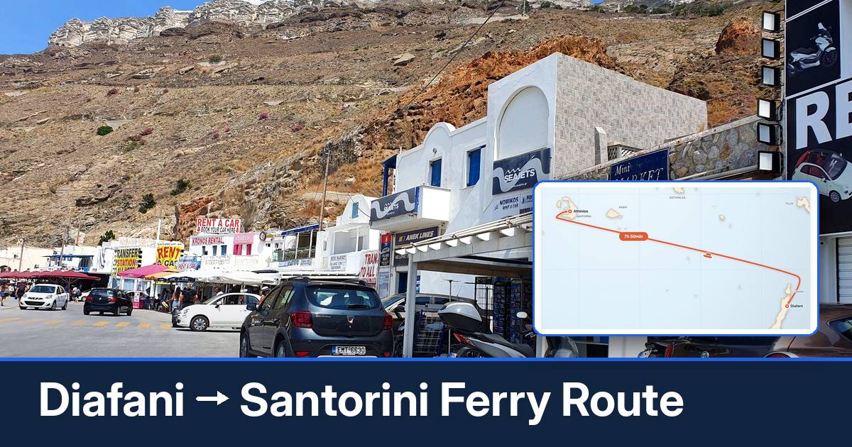 Diafani to Santorini ferry route summary