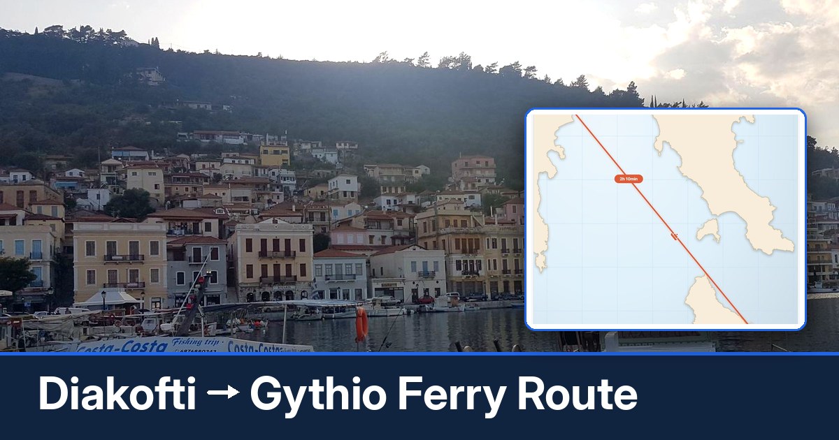 Diakofti to Gythio ferry route summary