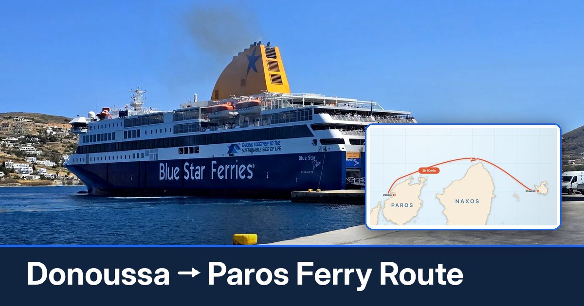 Donoussa to Paros ferry route summary