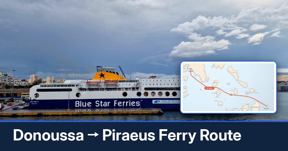 Donoussa to Piraeus ferry route summary