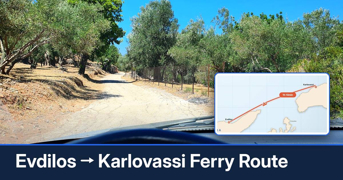 Evdilos to Karlovassi ferry route summary