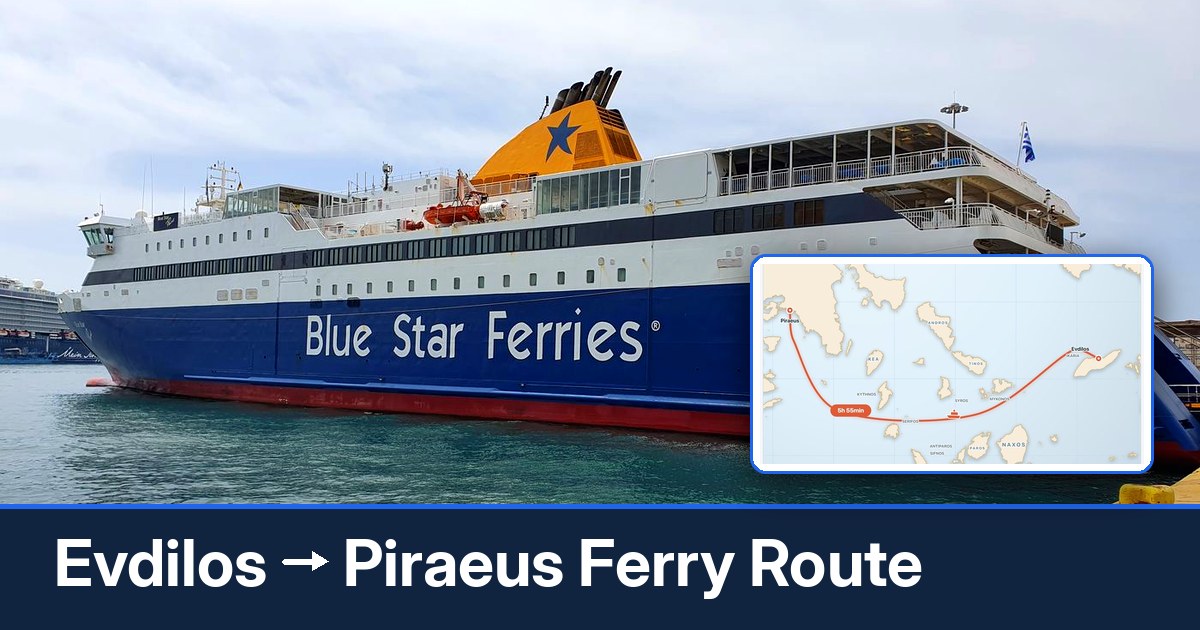 Evdilos to Piraeus ferry route summary