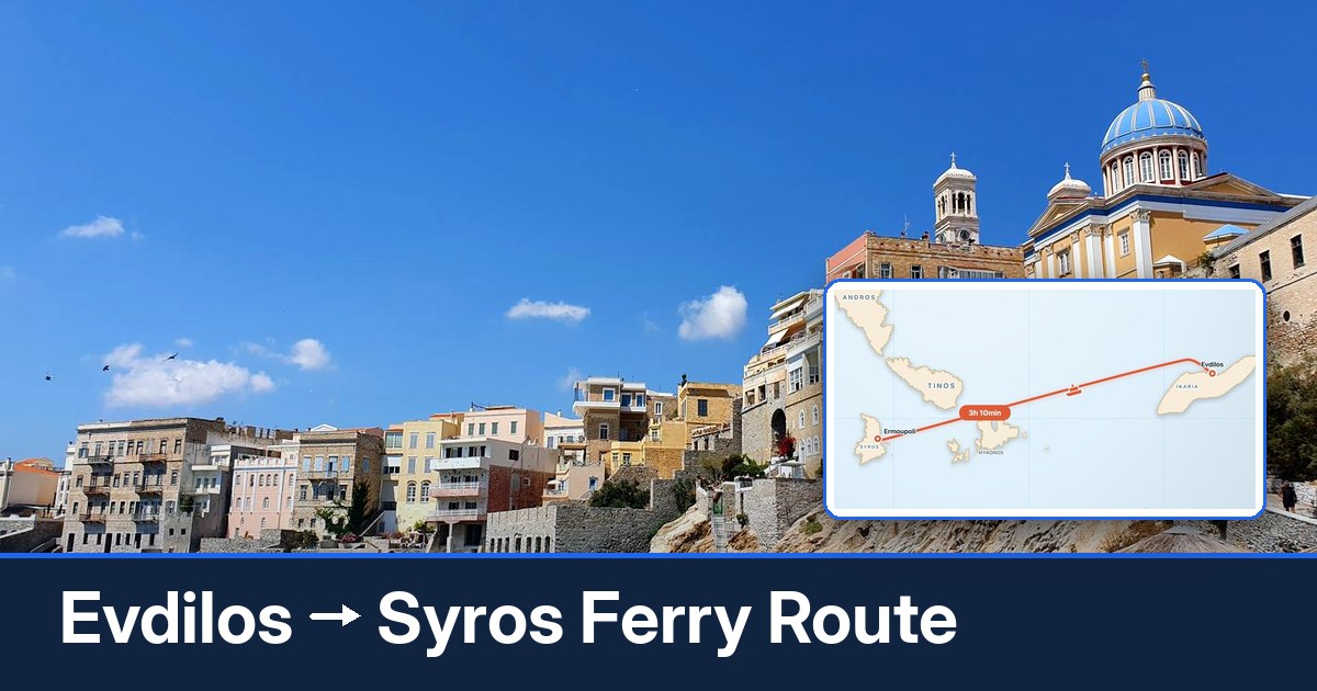 Evdilos to Syros ferry route summary