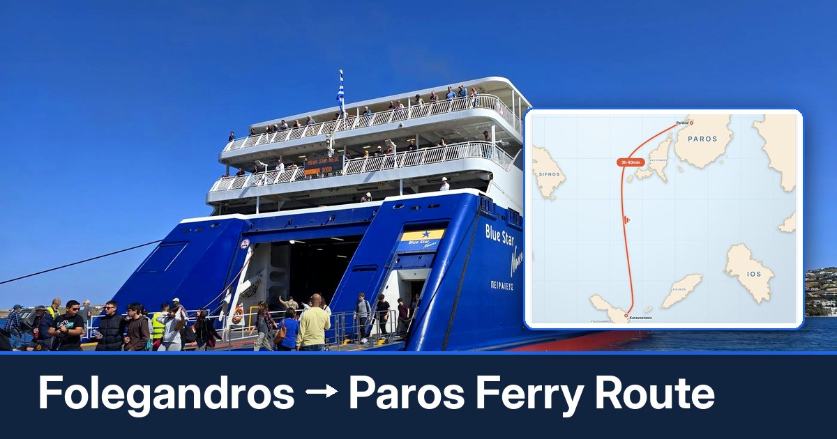 Folegandros to Paros ferry route summary
