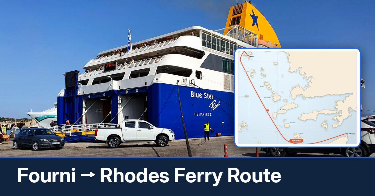 Fourni to Rhodes ferry route summary