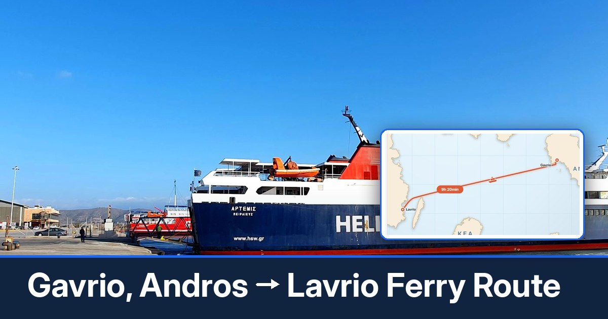 Gavrio, Andros to Lavrio ferry route summary