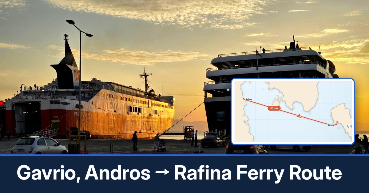 Gavrio, Andros to Rafina ferry route summary
