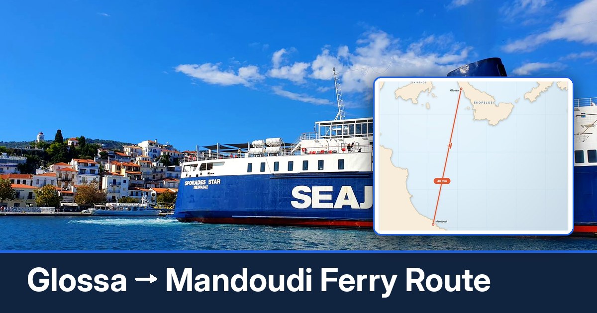 Glossa to Mandoudi ferry route summary