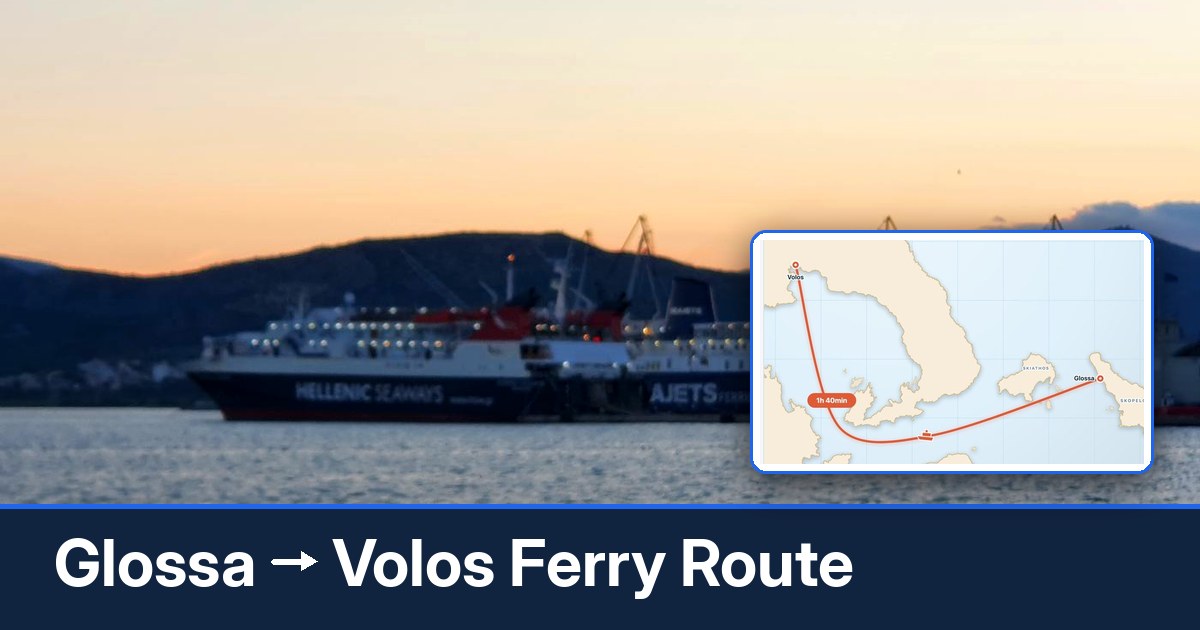 Glossa to Volos ferry route summary