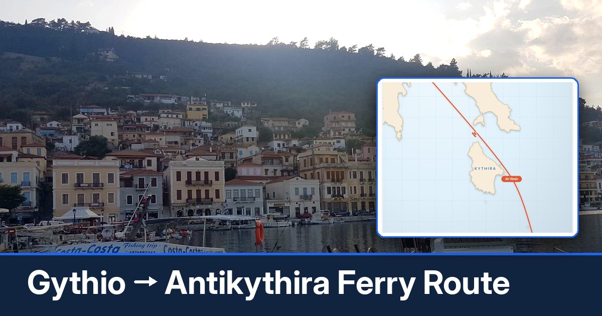 Gythio to Antikythira ferry route summary