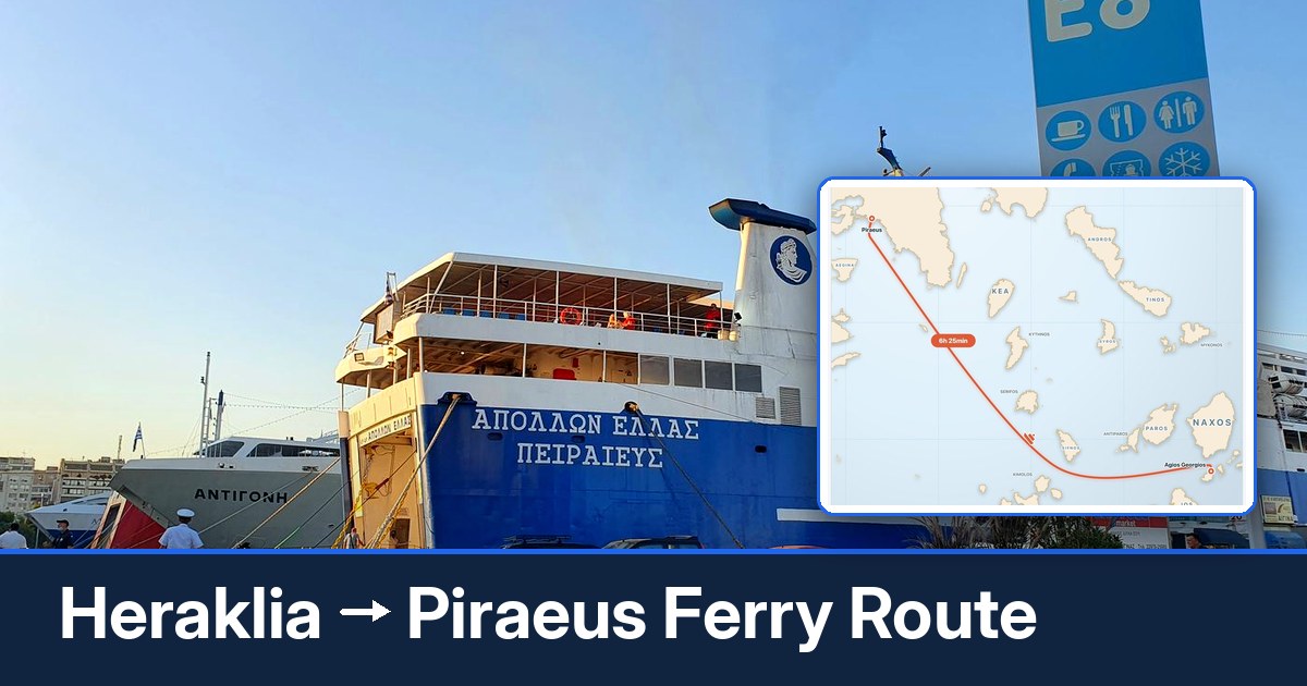 Heraklia to Piraeus ferry route summary