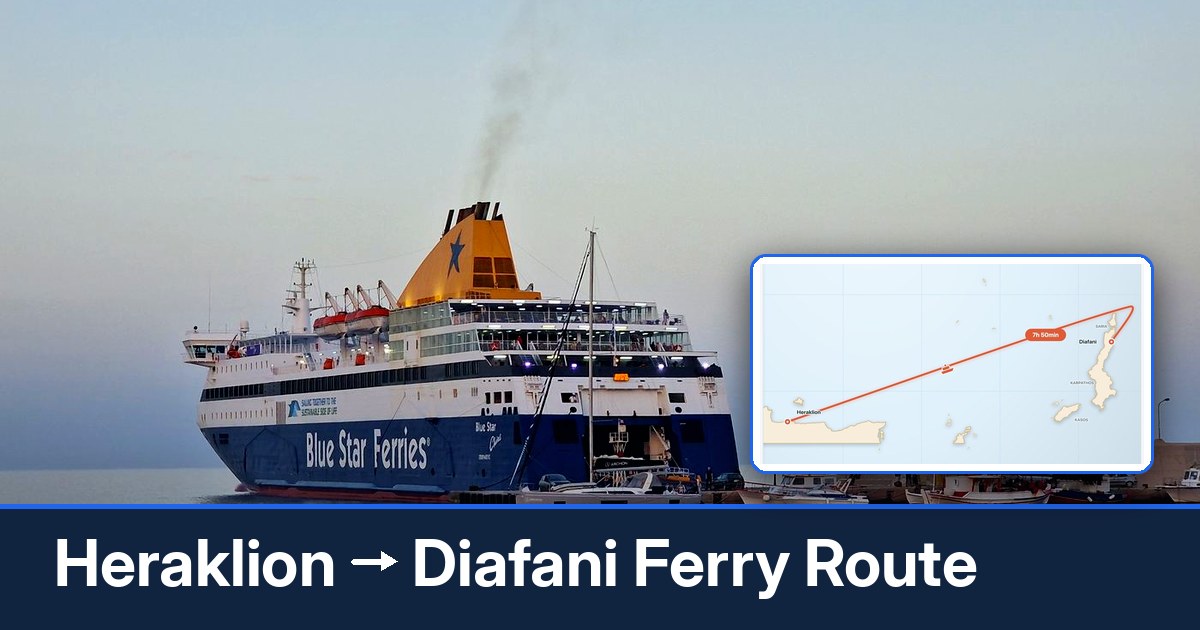 Heraklion to Diafani ferry route summary