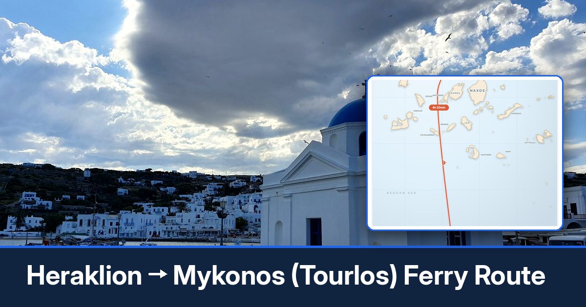 Heraklion to Mykonos (Tourlos) ferry route summary