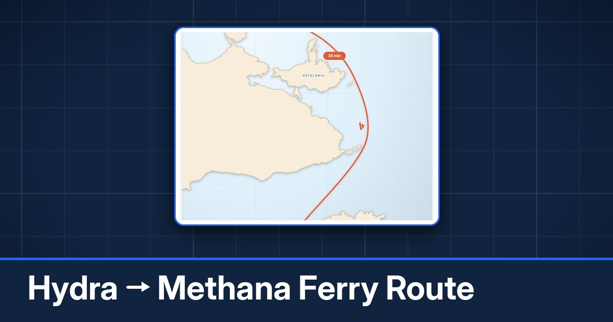 Hydra to Methana ferry route summary