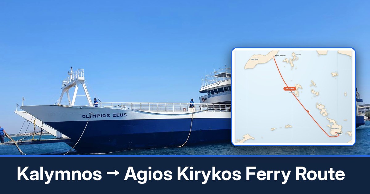 Kalymnos to Agios Kirykos ferry route summary
